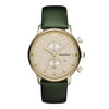 Green Leather Strap with Gold Dial Men's Watch | Emporio Armani AR1722